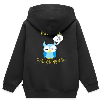 Syndrome de la chouette irritable se perdre Jeu de mots nocturne - Sweat Premium à capuche zippé enfant bio - noir - Dos - AI Model Kid Male (0cm)