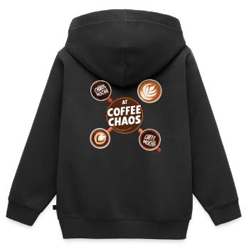 CHAOS DU CAFÉ - Sweat Premium à capuche zippé enfant bio - noir - Dos - AI Model Kid Male (0cm)