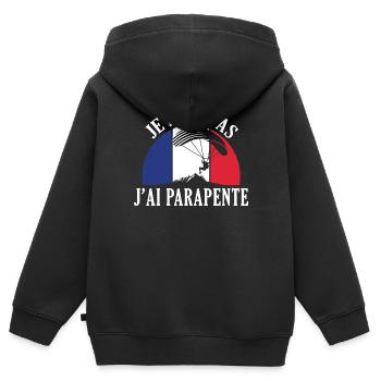 Je Peux Pas J'ai parapente Parachute parachutist - Sweat Premium à capuche zippé enfant bio - noir - Dos - AI Model Kid Male (0cm)