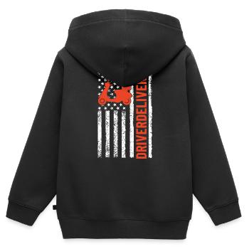 Lieferfahrer USA Flagge Lustig Lieferung Patriotisch - Kinder Premium Organic Zip Hoodie - Schwarz - Hinten - AI Model Kid Male (0cm)