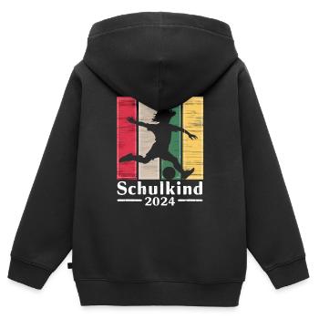 Einschulung Schulkind 2024 Junge Fussball Geschenk - Kinder Premium Organic Zip Hoodie - Schwarz - Hinten - AI Model Kid Male (0cm)
