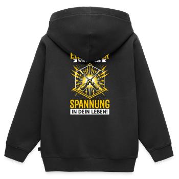 Électriciens, nous apportons de l’excitation dans votre vie - Sweat Premium à capuche zippé enfant bio - noir - Dos - AI Model Kid Male (0cm)