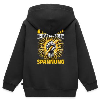 Electricians beware! I play with tension - Kids Premium Organic Zip-up Hoodie - black - Back - AI Model Kid Male (0cm)