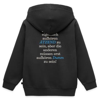 Spruch T-Shirt Ich wollte eigentlich aufhören - Kinder Premium Organic Zip Hoodie - Schwarz - Hinten - AI Model Kid Male (0cm)