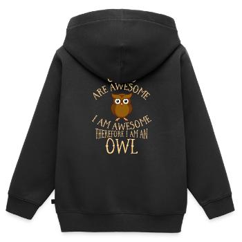 Eulen sind großartig Ich bin großartig, also bin ich eine Eule - Kinder Premium Organic Zip Hoodie - Schwarz - Hinten - AI Model Kid Male (0cm)