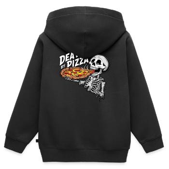 Squelette humoristique mangeant de la pizza Graphique drôle - Sweat Premium à capuche zippé enfant bio - noir - Dos - AI Model Kid Male (0cm)