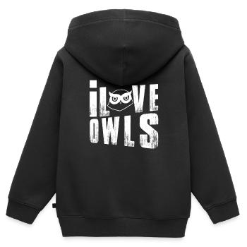 Ich liebe Eulen Nachtvögel Raubvögel Sprüche Liebhaber - Kinder Premium Organic Zip Hoodie - Schwarz - Hinten - AI Model Kid Male (0cm)