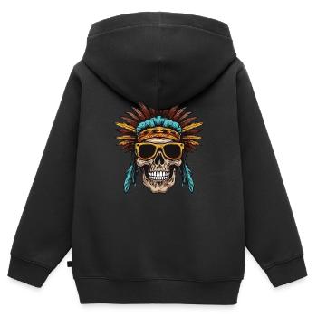 Apache Totenkopf Indianer - Kinder Premium Organic Zip Hoodie - Schwarz - Hinten - AI Model Kid Male (0cm)
