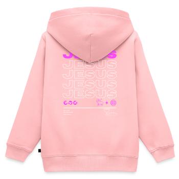 Jesus - Kinder Premium Organic Zip Hoodie - Rosa - Hinten - AI Model Kid Female (0cm)