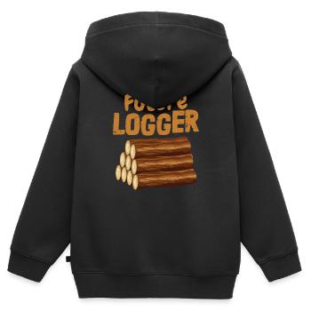 Future Logger Logging Lumberjack - Kinder Premium Organic Zip Hoodie - Schwarz - Hinten - AI Model Kid Male (0cm)