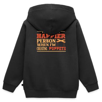 Ich Bin Einfach Ein Glücklicherer Mensch, Wenn - Kinder Premium Organic Zip Hoodie - Schwarz - Hinten - AI Model Kid Male (0cm)