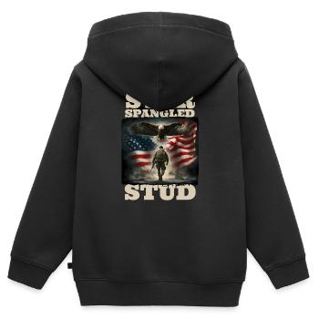 Star Spangled Stud - Patriotischer Look Mit - Kinder Premium Organic Zip Hoodie - Schwarz - Hinten - AI Model Kid Male (0cm)