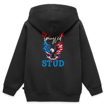 Star Spangled Stud - Patriotischer Look Mit - Kinder Premium Organic Zip Hoodie - Schwarz - Hinten - AI Model Kid Male (0cm)