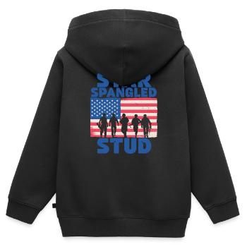 Star Spangled Stud Friedenszeichen USA Flagge - Kinder Premium Organic Zip Hoodie - Schwarz - Hinten - AI Model Kid Male (0cm)