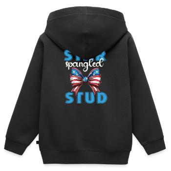Star Spangled Stud - Patriotischer Look Mit - Kinder Premium Organic Zip Hoodie - Schwarz - Hinten - AI Model Kid Male (0cm)