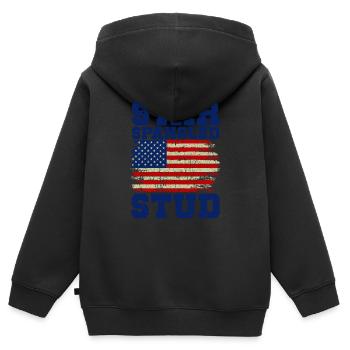 Star Spangled Stud Friedenszeichen USA Flagge - Kinder Premium Organic Zip Hoodie - Schwarz - Hinten - AI Model Kid Male (0cm)
