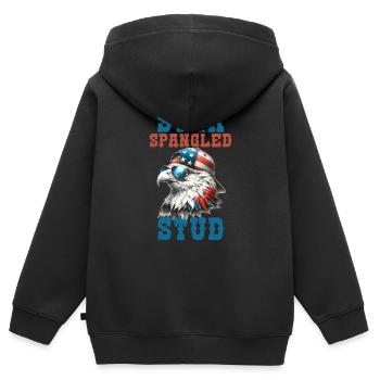 Star Spangled Stud Friedenszeichen USA Flagge - Kinder Premium Organic Zip Hoodie - Schwarz - Hinten - AI Model Kid Male (0cm)