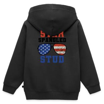 Star Spangled Stud Friedenszeichen USA Flagge - Kinder Premium Organic Zip Hoodie - Schwarz - Hinten - AI Model Kid Male (0cm)