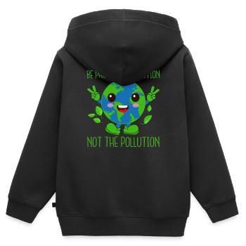 Badestrand & Meer plastikfrei gegen Verschmutzung - Kinder Premium Organic Zip Hoodie - Schwarz - Hinten - AI Model Kid Male (0cm)