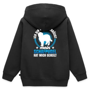 Schafpudel hat mich geheilt Altdeutscher Hütehund - Kinder Premium Organic Zip Hoodie - Schwarz - Hinten - AI Model Kid Male (0cm)