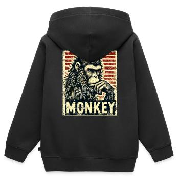 Ein nachdenklicher Affe - Kinder Premium Organic Zip Hoodie - Schwarz - Hinten - AI Model Kid Male (0cm)