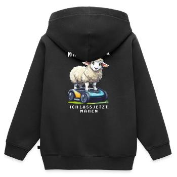 SCHAF MÄHROBOTER ICH LASS JETZT MÄHEN - Kinder Premium Organic Zip Hoodie - Schwarz - Hinten - AI Model Kid Male (0cm)