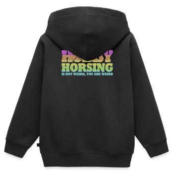 Hobby Horsing with Hobby Horse - Kids Premium Organic Zip-up Hoodie - black - Back - AI Model Kid Male (0cm)