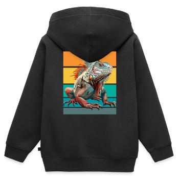 Iguana Retro - Kids Premium Organic Zip-up Hoodie - black - Back - AI Model Kid Male (0cm)
