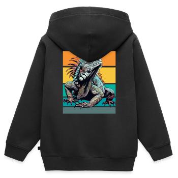 Retro Iguana - Kids Premium Organic Zip-up Hoodie - black - Back - AI Model Kid Male (0cm)