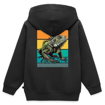 Retro Iguana - Kids Premium Organic Zip-up Hoodie - black - Back - AI Model Kid Male (0cm)