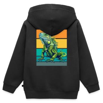 Retro Iguana - Kids Premium Organic Zip-up Hoodie - black - Back - AI Model Kid Male (0cm)