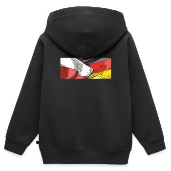 POLOGNE, ALLEMAGNE - Sweat Premium à capuche zippé enfant bio - noir - Dos - AI Model Kid Male (0cm)