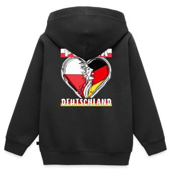 POLSKA ALLEMAGNE CŒUR - Sweat Premium à capuche zippé enfant bio - noir - Dos - AI Model Kid Male (0cm)