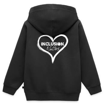 L’inclusion, c’est important, Para-éducateur - Sweat Premium à capuche zippé enfant bio - noir - Dos - AI Model Kid Male (0cm)