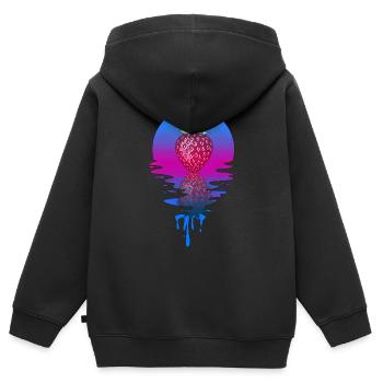 Sunset Strawberry - Kinder Premium Organic Zip Hoodie - Schwarz - Hinten - AI Model Kid Male (0cm)