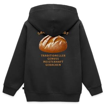 BROT TRADITIONELLER GENUSS MEISTER - Kinder Premium Organic Zip Hoodie - Schwarz - Hinten - AI Model Kid Male (0cm)
