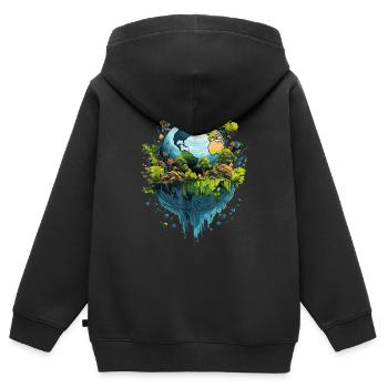 Respektiere deine Mutter am Tag der Erde - Kinder Premium Organic Zip Hoodie - Schwarz - Hinten - AI Model Kid Male (0cm)
