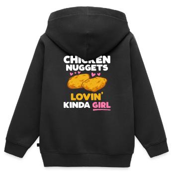 Chicken Nugget Liebhaber Chicken Nuggets - Kinder Premium Organic Zip Hoodie - Schwarz - Hinten - AI Model Kid Male (0cm)