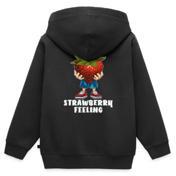 RESSENTEZ LA SENSATION DE LA FRAISE - Sweat Premium à capuche zippé enfant bio - noir - Dos - AI Model Kid Male (0cm)