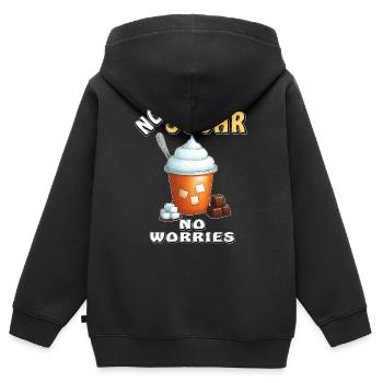 NO SUGAR NO WORRIES - Kids Premium Organic Zip-up Hoodie - black - Back - AI Model Kid Male (0cm)