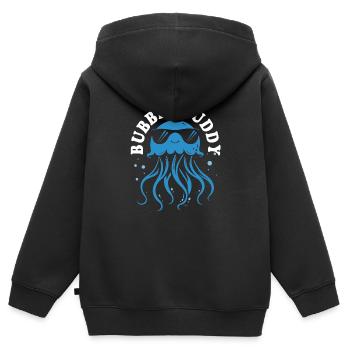 Bubble Buddy - Qualle mit Tentakeln, Meeresbewohne - Kinder Premium Organic Zip Hoodie - Schwarz - Hinten - AI Model Kid Male (0cm)