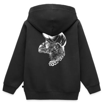Cooler Thug Monkey Kopf Mit Mütze Und Halskette Lustig - Kinder Premium Organic Zip Hoodie - Schwarz - Hinten - AI Model Kid Male (0cm)