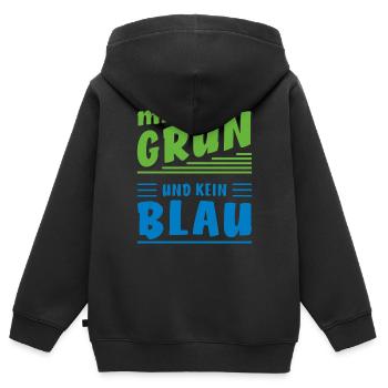 AIME LE VERT ET PAS LE BLEU - Sweat Premium à capuche zippé enfant bio - noir - Dos - AI Model Kid Male (0cm)