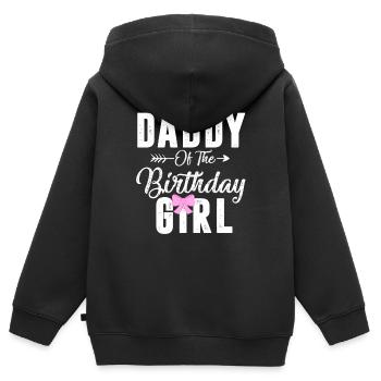 Daddy of the birthday daughter girl - Kinder Premium Organic Zip Hoodie - Schwarz - Hinten - AI Model Kid Male (0cm)