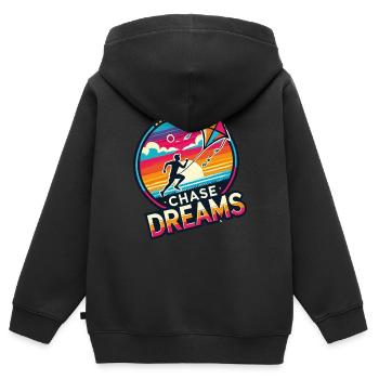 Chase Dreams Drachenfliegen - Kinder Premium Organic Zip Hoodie - Schwarz - Hinten - AI Model Kid Male (0cm)