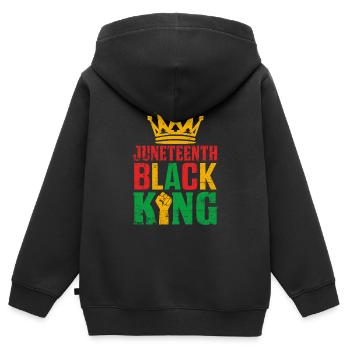 Juneteenth Schwarzer König Lustig Schwarze Geschichte Afrikanisch - Kinder Premium Organic Zip Hoodie - Schwarz - Hinten - AI Model Kid Male (0cm)