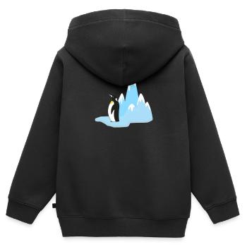 Gletscher mit Pinguin Vogel Tier Lebensraum T-Shirt - Kinder Premium Organic Zip Hoodie - Schwarz - Hinten - AI Model Kid Male (0cm)