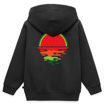 Watermelon Sunset - Kinder Premium Organic Zip Hoodie - Schwarz - Hinten - AI Model Kid Male (0cm)