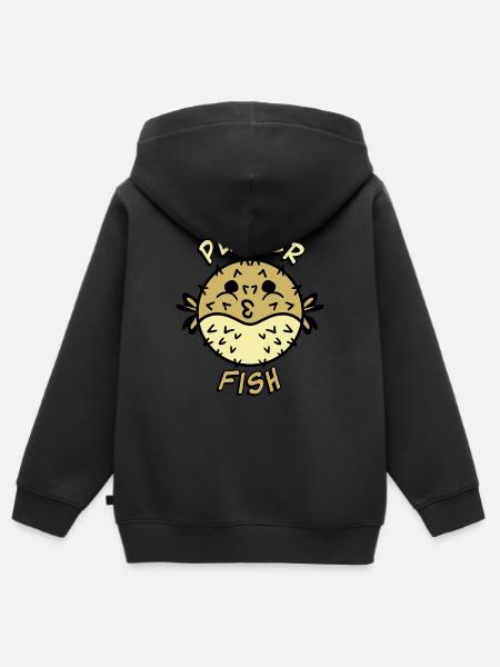 Puffer Fish Pufferfish - Kinder Premium Organic Zip Hoodie - Schwarz