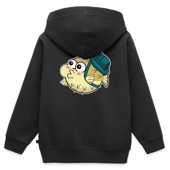 Puffer Fish with Backpack - Kids Premium Organic Zip-up Hoodie - black - Back - AI Model Kid Male (0cm)